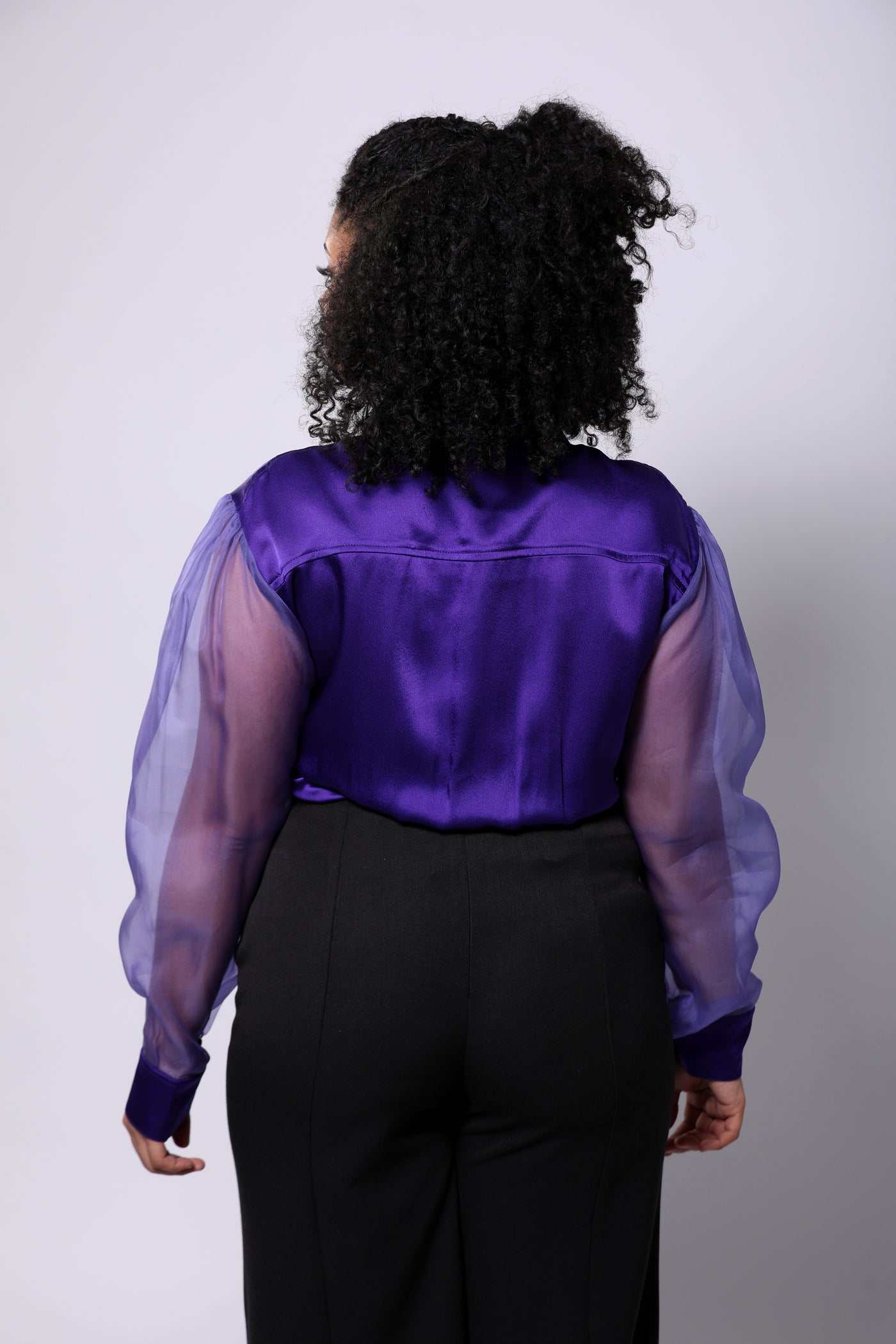 Purple silk crêpe body blouse - La Majestueuse